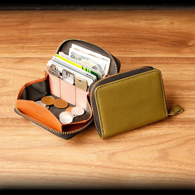 新品　お札折らない栃木レザーミニ財布 SATTO Proグリーン