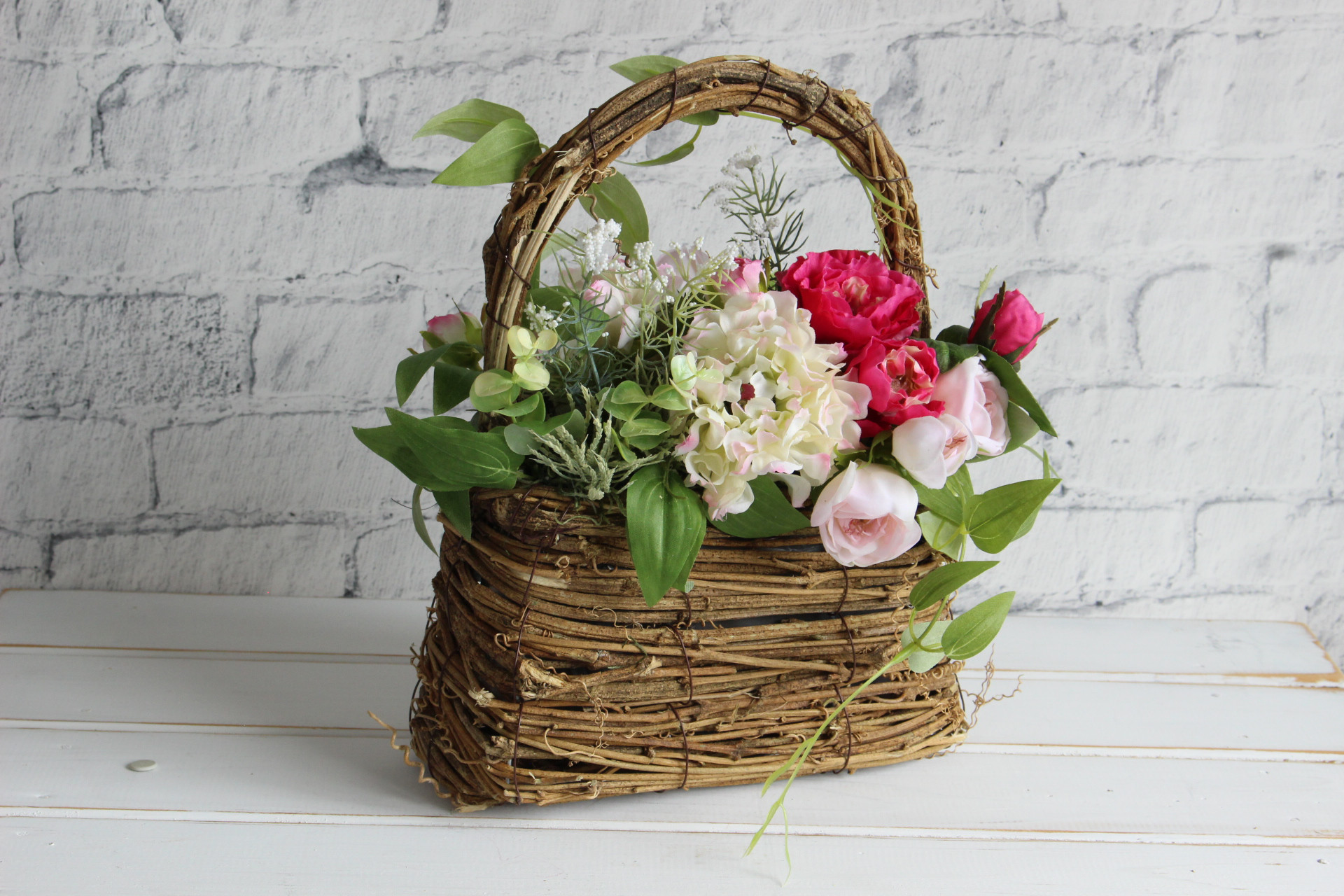 Pink Rose Bag Basket