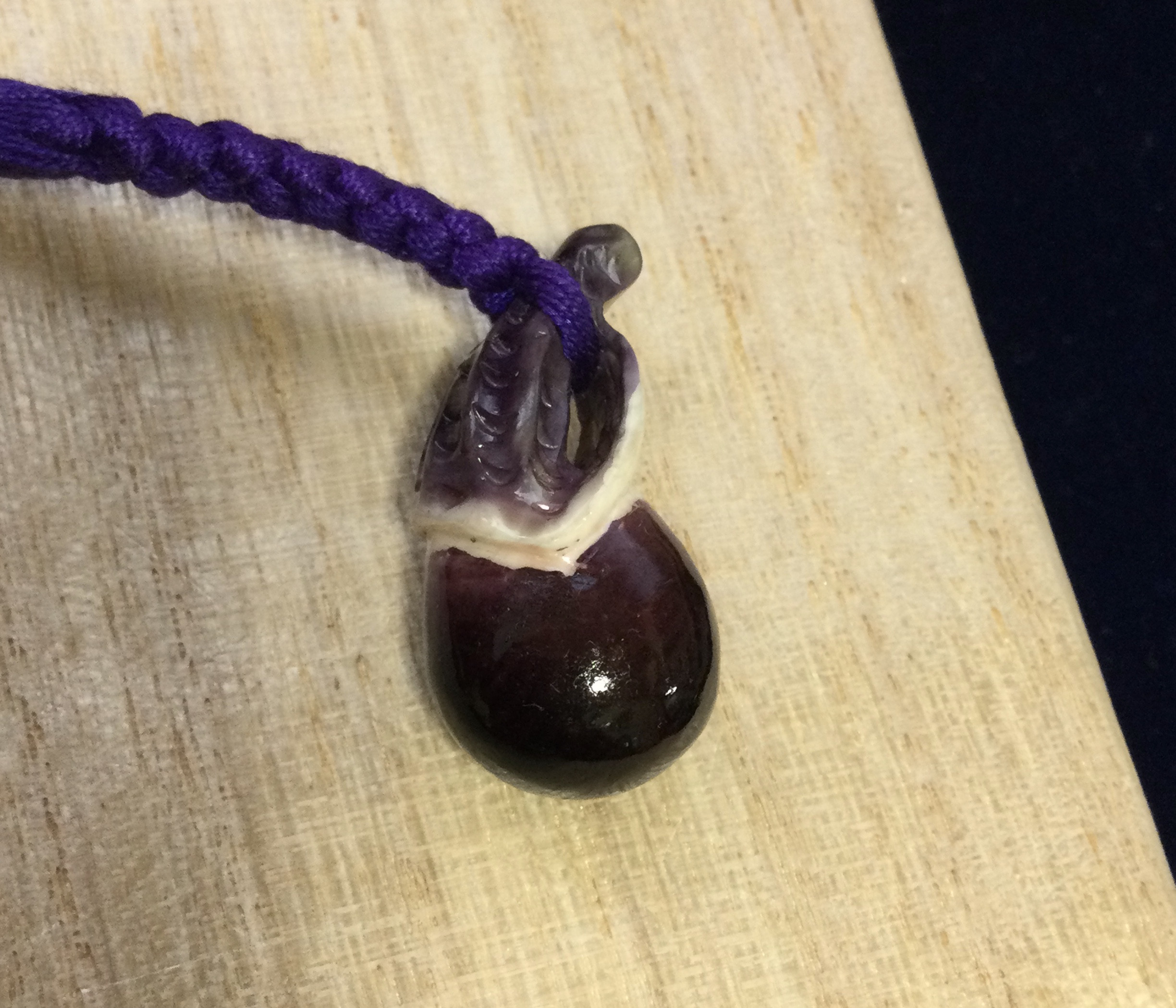 象牙　根付　正絹紐　茄子