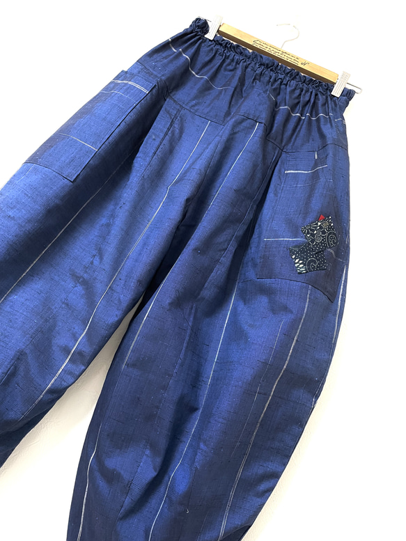 着物もんぺパンツ【丸】 正絹 リメイク すくう ハンドメイド