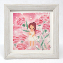 妖精 水仙】複製画 額入り 卓上サイズ パステルアート 女の子