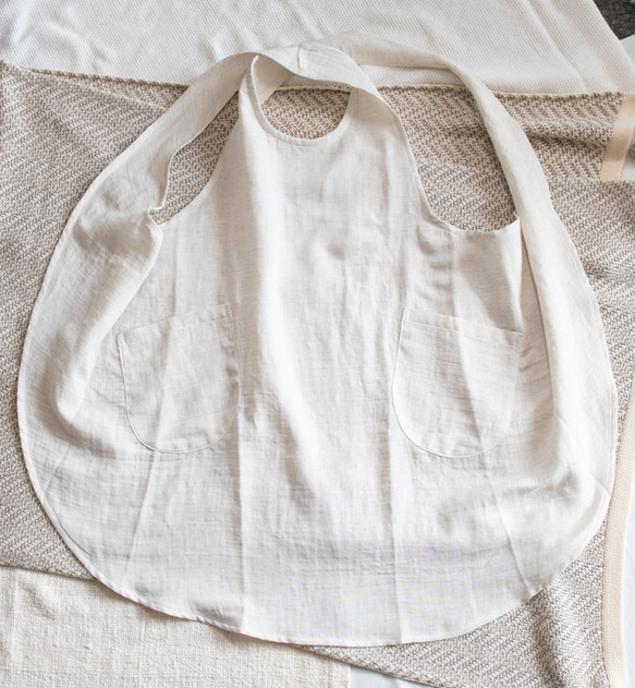 まあるいエプロン［Linen＆Organiccotton gauze］ 8枚目の画像