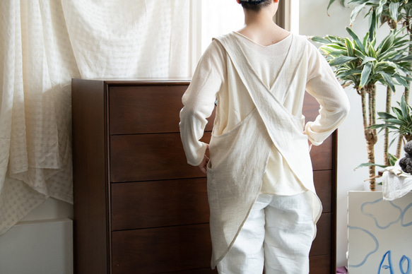 まあるいエプロン［Linen＆Organiccotton gauze］ 5枚目の画像