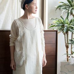 まあるいエプロン［Linen＆Organiccotton gauze］ 3枚目の画像