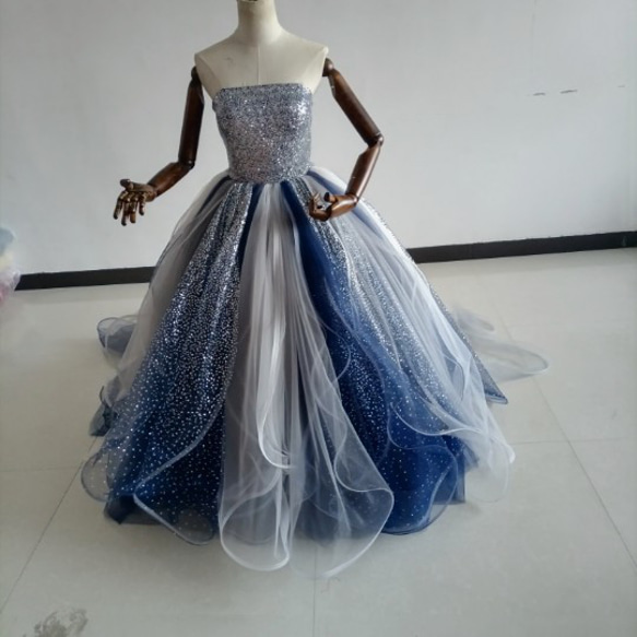 キラキラチュール カラードレス 可愛い 編み上げ プリンセスドレスオーバードレス