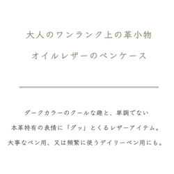 【送料無料】国産オイルレザーのペンケース ／ 2本差し 3本差し 万年筆 縦型 コンパクト 3枚目の画像