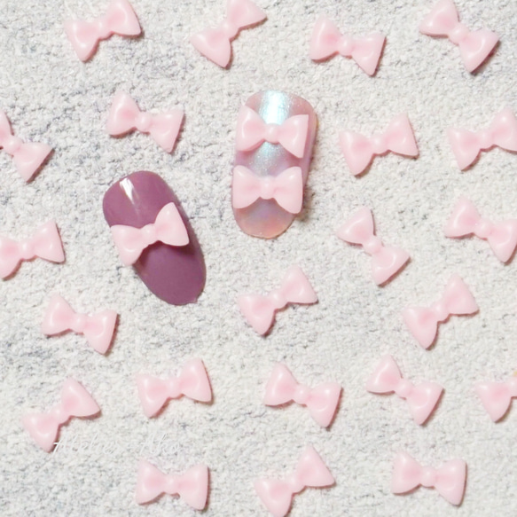 16個＊ピンク リボン マット ネイルパーツ アクセサリーパーツ