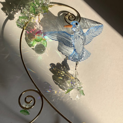 幸せを届ける空色ハチドリのサンキャッチャー　ホバリングスタイル　ハミングバード♪ 4枚目の画像