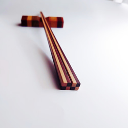 寄木箸 市松 胡桃と楓 2枚目の画像