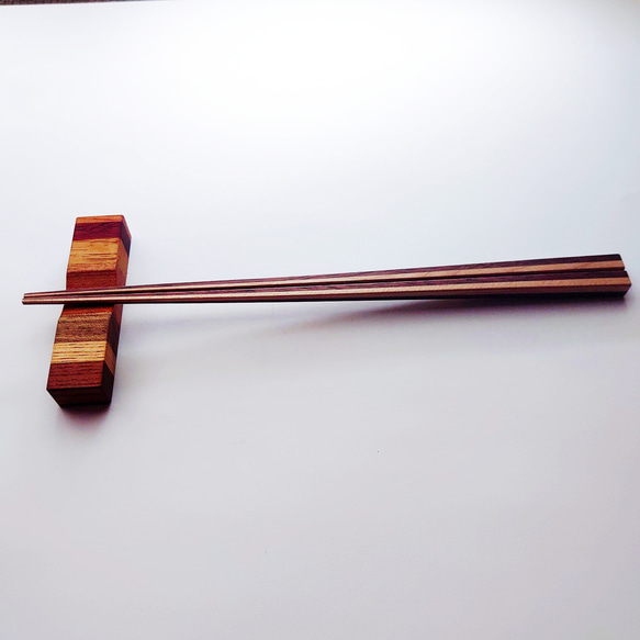 寄木箸 市松 胡桃と楓 1枚目の画像