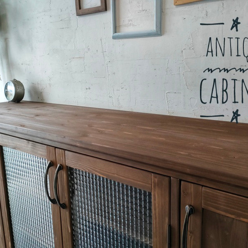 リビングボード サイドボード チェッカーガラスキャビネット w160