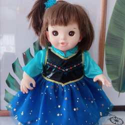 お風呂ぽぽちゃん着られる服　柔らかい肌ぽぽちゃん用の服　キラキラプリンセスドレス ニ着セット  雪結晶ドレス＆青色 2枚目の画像