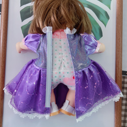 お風呂ぽぽちゃん用の服　柔らかい肌ぽぽゃん着られる服キラキラプリンセス　紫ドレス　キラキラプリンセスドレス 8枚目の画像