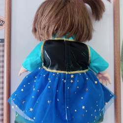 お風呂ぽぽちゃん用の服　柔らかい肌ぽぽちゃん着られる服キラキラプリンセスドレス　青色ドレス　可愛い洋服　プリンセス 13枚目の画像