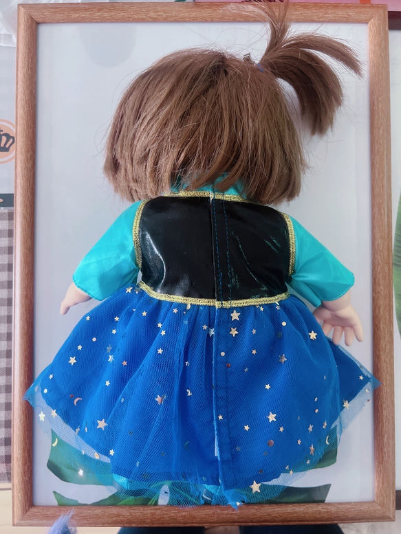 お風呂ぽぽちゃん用の服　柔らかい肌ぽぽちゃん着られる服キラキラプリンセスドレス　青色ドレス　可愛い洋服　プリンセス 13枚目の画像