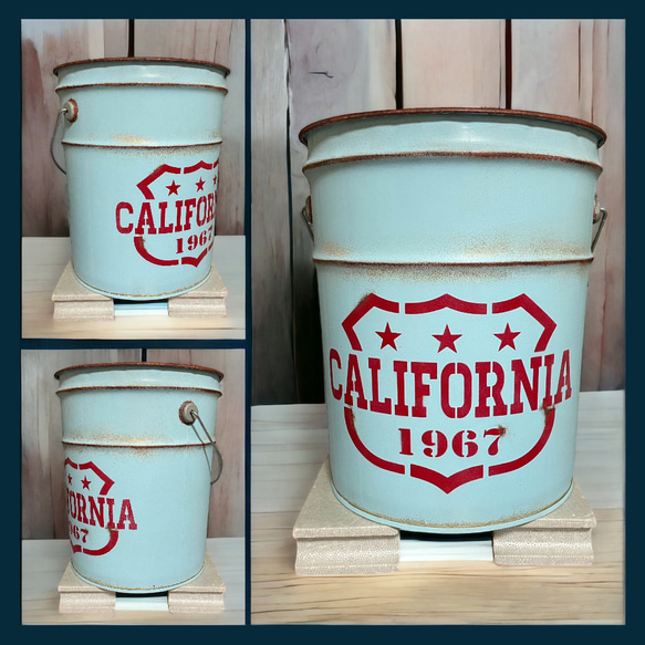 リメイクペール缶 カリフォルニア 1967 薪入れ 鉢入れ 傘立て ゴミ箱 1枚目の画像