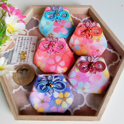ハンドメイド☆小さいサイズのお守り袋 ミニ丸 ぼかし柄ちりめん