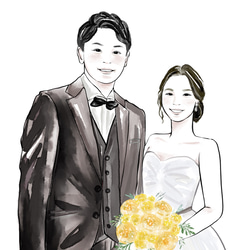 お洒落【水彩画】デジタル似顔絵イラスト プレゼント 結婚式 ウェルカムボード wedding イラスト 結婚祝 16枚目の画像