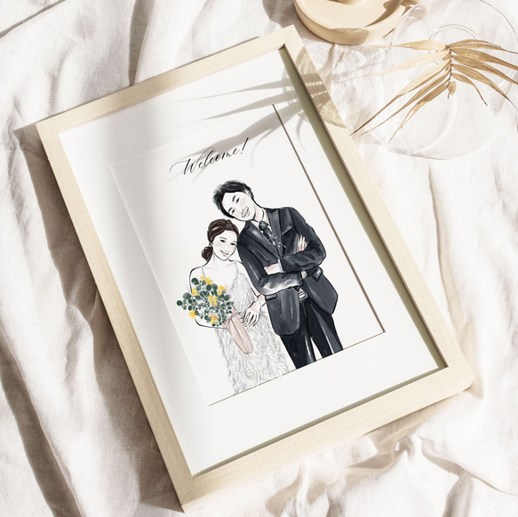 お洒落【水彩画】デジタル似顔絵イラスト プレゼント 結婚式 ウェルカムボード wedding イラスト 結婚祝 7枚目の画像