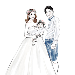 お洒落【水彩画】デジタル似顔絵イラスト プレゼント 結婚式 ウェルカムボード wedding イラスト 結婚祝 13枚目の画像