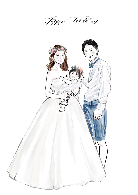 お洒落【水彩画】デジタル似顔絵イラスト プレゼント 結婚式 ウェルカムボード wedding イラスト 結婚祝 13枚目の画像