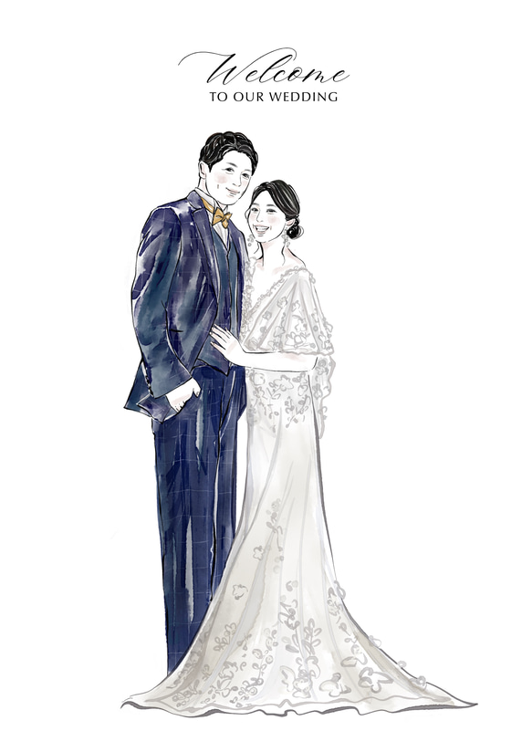 お洒落【水彩画】デジタル似顔絵イラスト プレゼント 結婚式 ウェルカムボード wedding イラスト 結婚祝 15枚目の画像