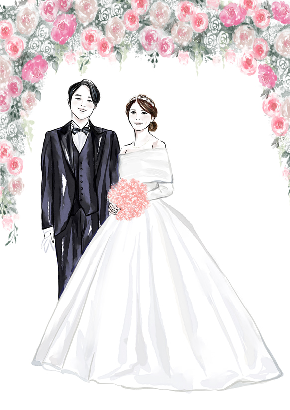 お洒落【水彩画】デジタル似顔絵イラスト プレゼント 結婚式 ウェルカムボード wedding イラスト 結婚祝 18枚目の画像