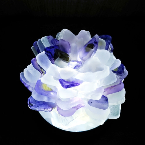 海灯花】シーグラスのお花のランプシェード ピンク×紫 黝簾石