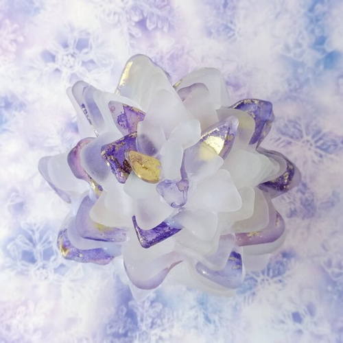 海灯花】シーグラスのお花のランプシェード ピンク×紫 黝簾石