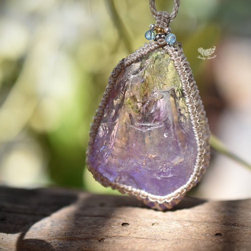 シトリングラデーション☆アメジスト原石 マクラメネックレス1015