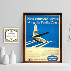ウエスタン航空 1960年代 アメリカ ヴィンテージ 雑誌 広告 額付 ポスター 2枚目の画像