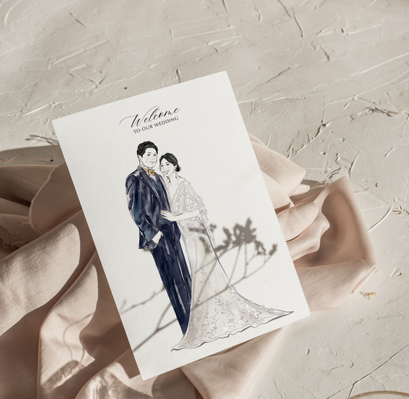 ＼結婚式の思い出にぴったり／ ふんわり水彩風のウェディング似顔絵【フレーム付き】 水彩似顔絵ウェルカムボード【A4サイズ・水彩画・フレーム付き