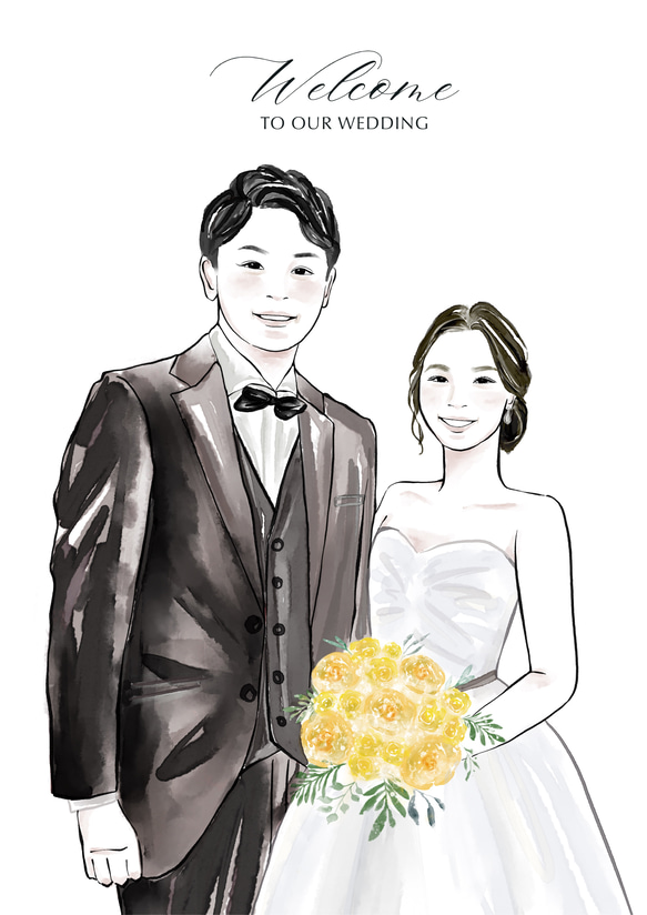 カジュアル【水彩画】デジタル似顔絵イラスト プレゼント 結婚式 ウェルカムボード wedding イラスト 結婚祝 16枚目の画像