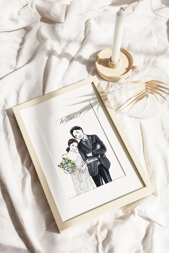 【カジュアル】 デジタル似顔絵イラスト プレゼント 結婚式 ウェルカムボード wedding イラスト 結婚祝 2枚目の画像