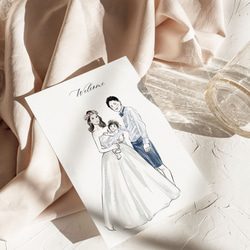 カジュアル】 デジタル似顔絵イラスト プレゼント 結婚式 ウェルカム