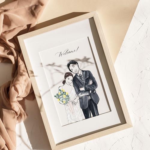 カジュアル】 デジタル似顔絵イラスト プレゼント 結婚式 ウェルカム