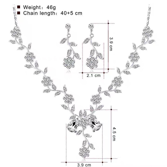 大人気！ネックレス ピアス2点セット　 結婚式　ウェディング　シルバー　花 10/11 5枚目の画像