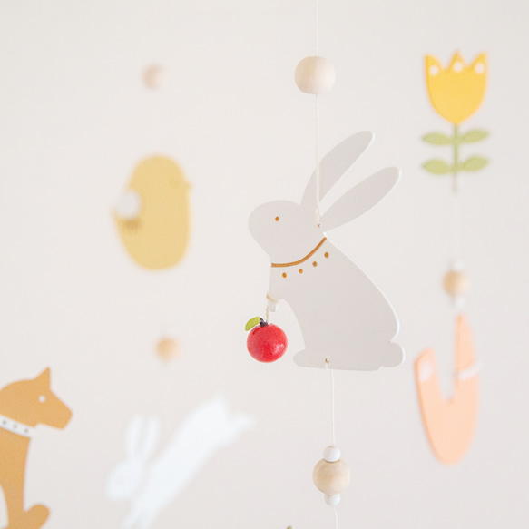 斯堪的納維亞木製移動[兔子]室內裝飾斯堪的納維亞商品嬰兒禮物嬰兒禮物禮物雕像 第2張的照片