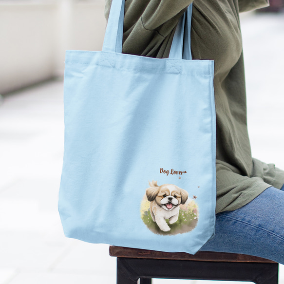 【 自然に囲まれた シーズー 】キャンバス トートバッグ　犬　ペット　うちの子　プレゼント　ギフト　母の日 3枚目の画像