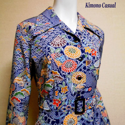 オープンカラー着物ドレス Kimono Dress LO-429/S 1枚目の画像