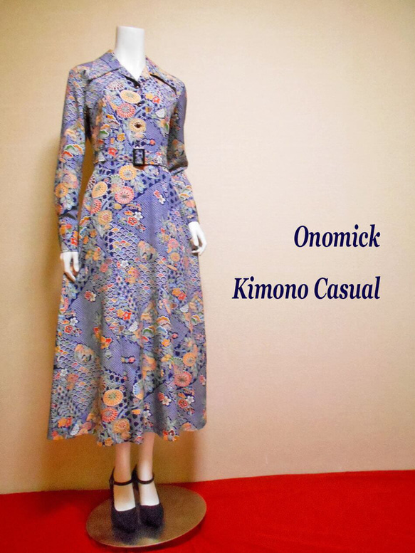 オープンカラー着物ドレス Kimono Dress LO-429/S 2枚目の画像
