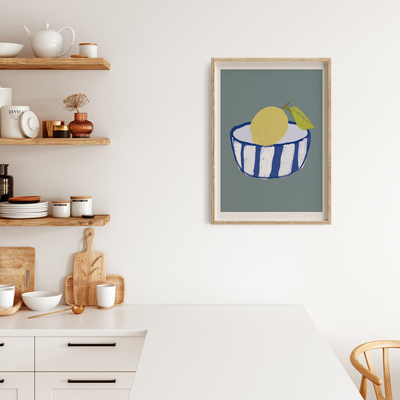 食べ物の抽象画のポスター　/ i1313 / レモン、アボカド、バナナなど　モダンアート 5枚目の画像