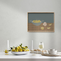 食べ物の抽象画のポスター　/ i1311 / レモン、アボカド、バナナなど　モダンアート 2枚目の画像