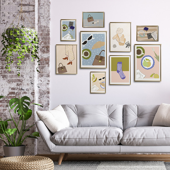 食べ物の抽象画のポスター　/ i1311 / レモン、アボカド、バナナなど　モダンアート 10枚目の画像