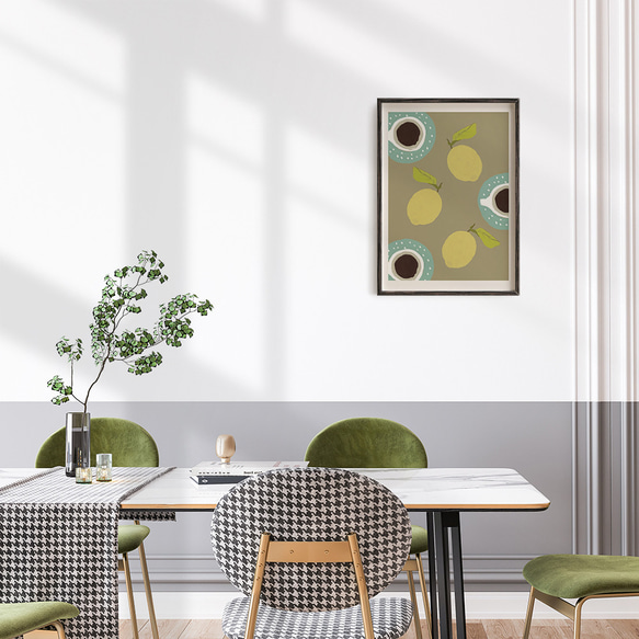 食べ物の抽象画のポスター　/ i1305 / レモン、アボカド、バナナなど　モダンアート 1枚目の画像