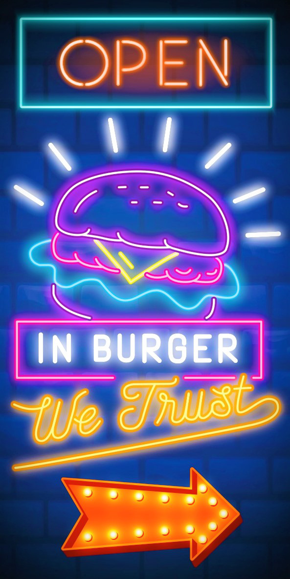 【Lサイズ】ハンバーガー カフェ ダイナー BAR サイン ランプ 看板 置物 アメリカン ライトBOX 電飾看板