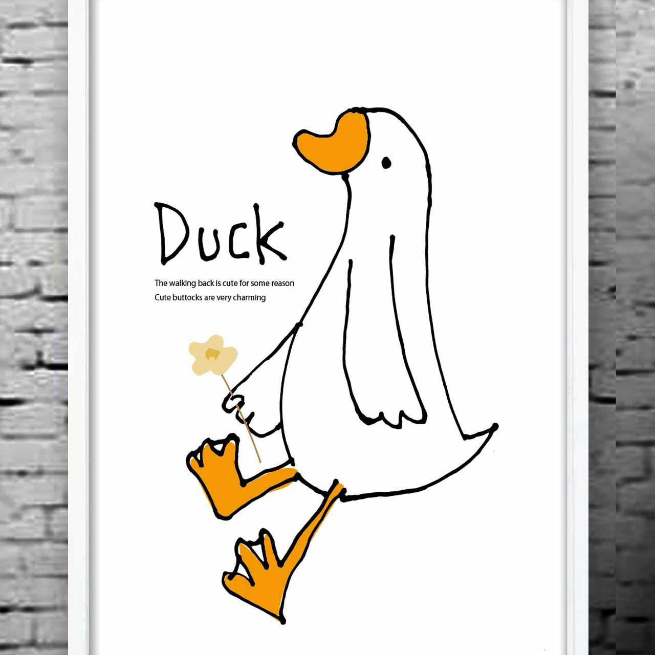 花をあげよう　アヒル　イラスト　ポスター　アート/sei（新着順）検索　結婚祝い　新築祝い　1312