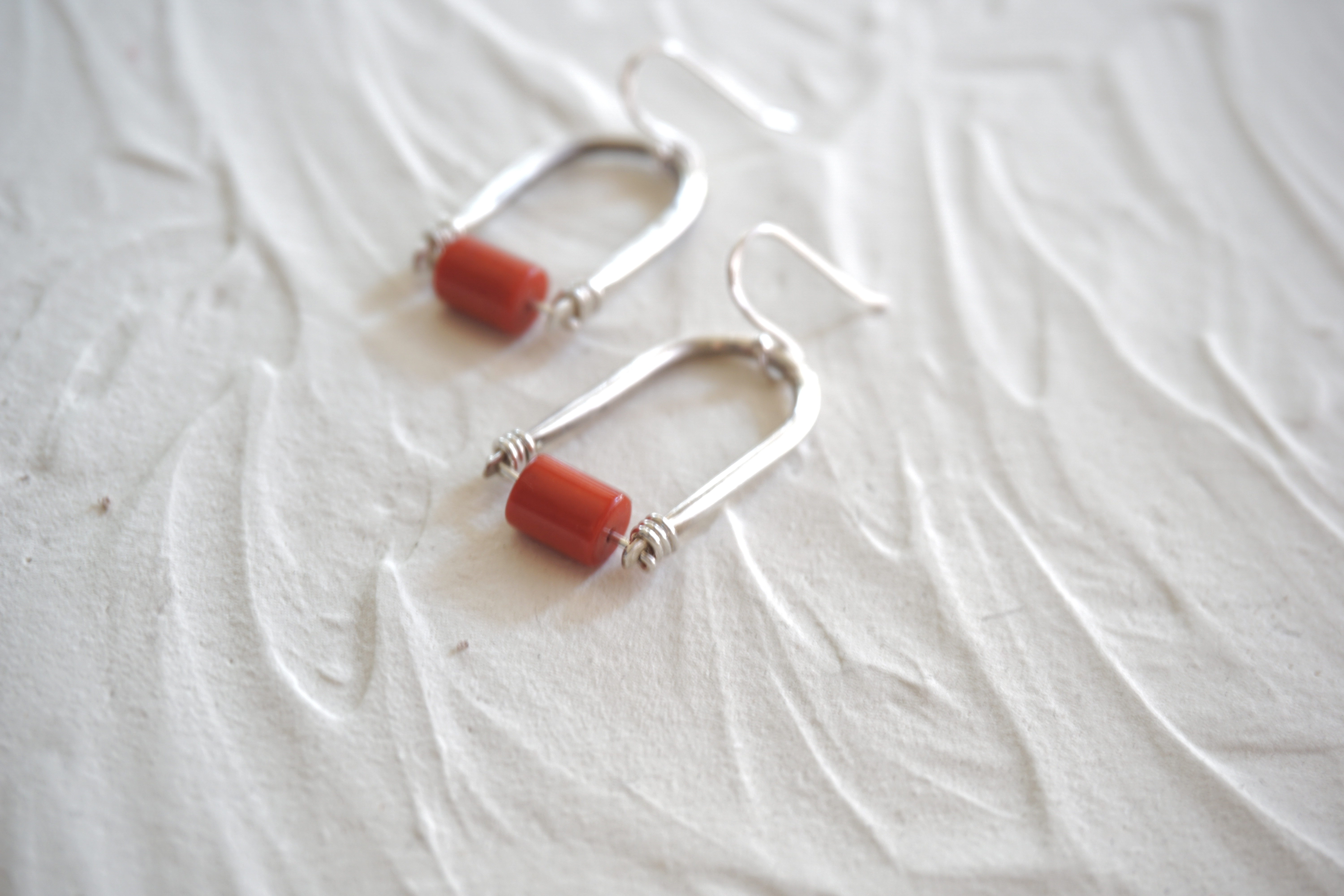 BambooCoral dangle◇バンブーコーラルとシルバーのピアス