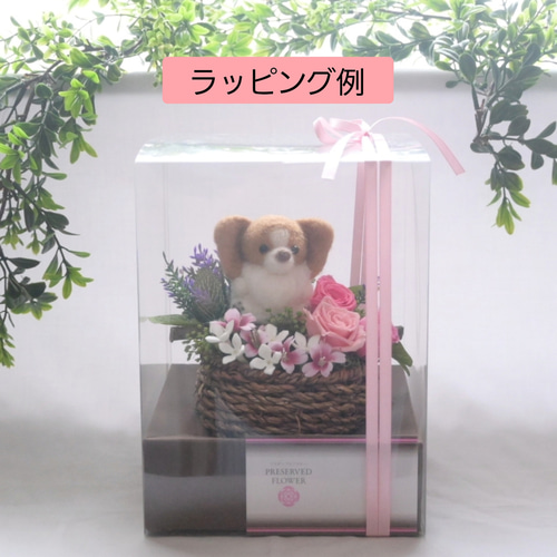 トイプードル】プリザーブドフラワー 羊毛フェルト 犬 花 ペット