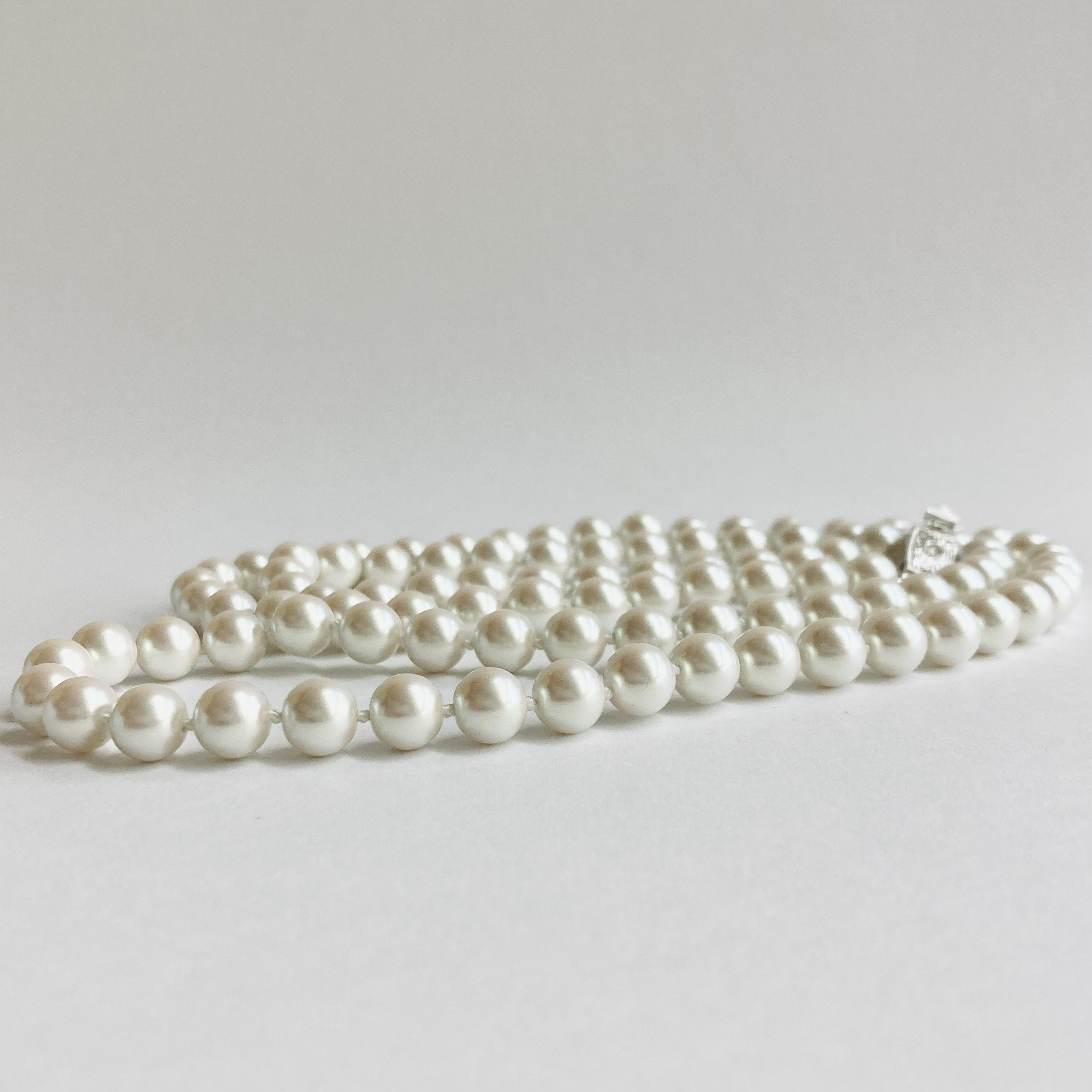 ガラスパール2Wayオールノットロングネックレス/8mm約90cm/エクリュクリーム/R/made in japan